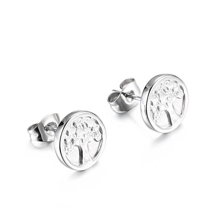 Stainless Steel Life Tree Stub Earrings - kalen