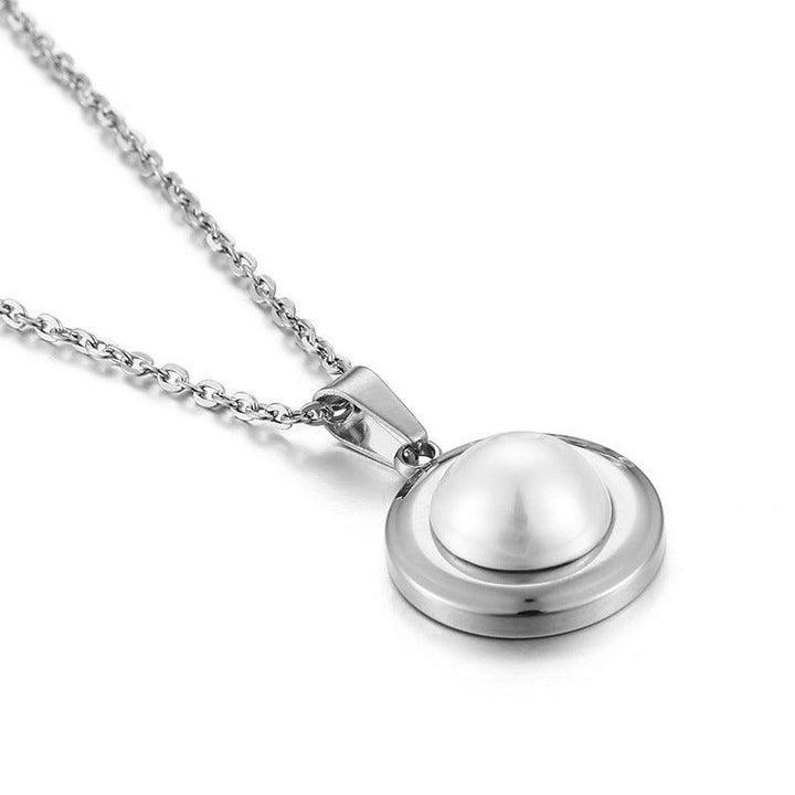 Stainless Steel Pearl Stub Earrings Pearl Pendant Necklace - kalen