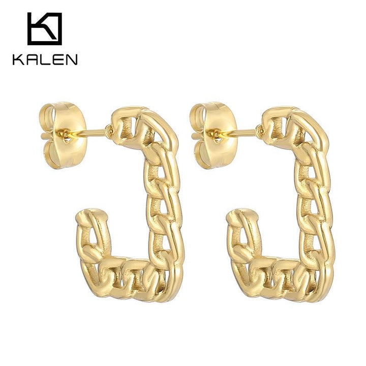 Stainless Steel Rectangle Stub Earrings - kalen