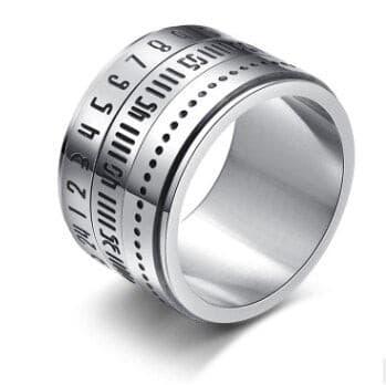 Stainless Steel Rotatable Number Ring Men.