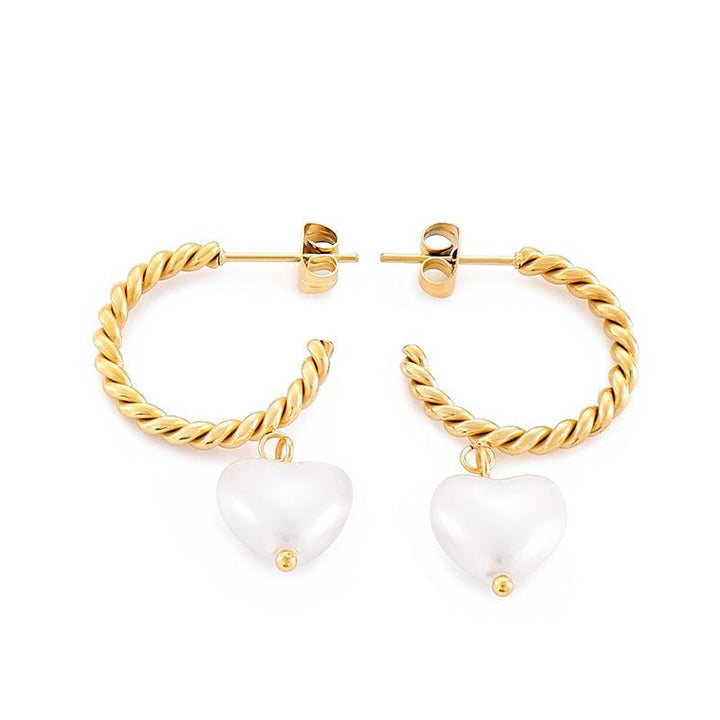 Stainless Steel Sheel Heart Hoop Earrings - kalen