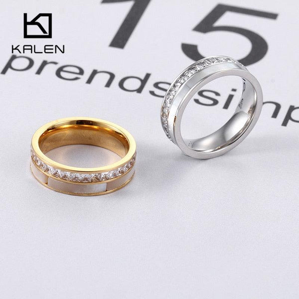 Stainless Steel Shell Finger Rings For Women Love Drip Rubber Anillos Engagement Wedding Bands Jewelry Fashion Gifts.