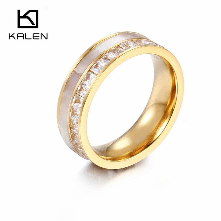 Stainless Steel Shell Finger Rings For Women Love Drip Rubber Anillos Engagement Wedding Bands Jewelry Fashion Gifts.