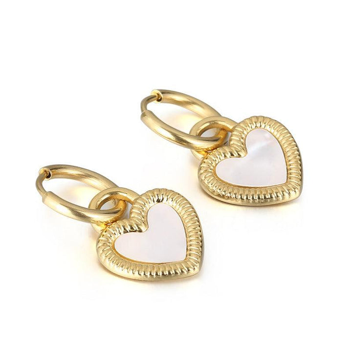 Stainless Steel Shell Heart Drop Earrings for Women - kalen