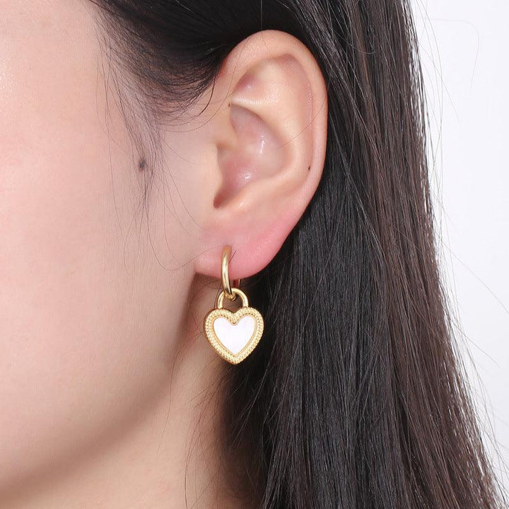 Stainless Steel Shell Heart Drop Earrings for Women - kalen