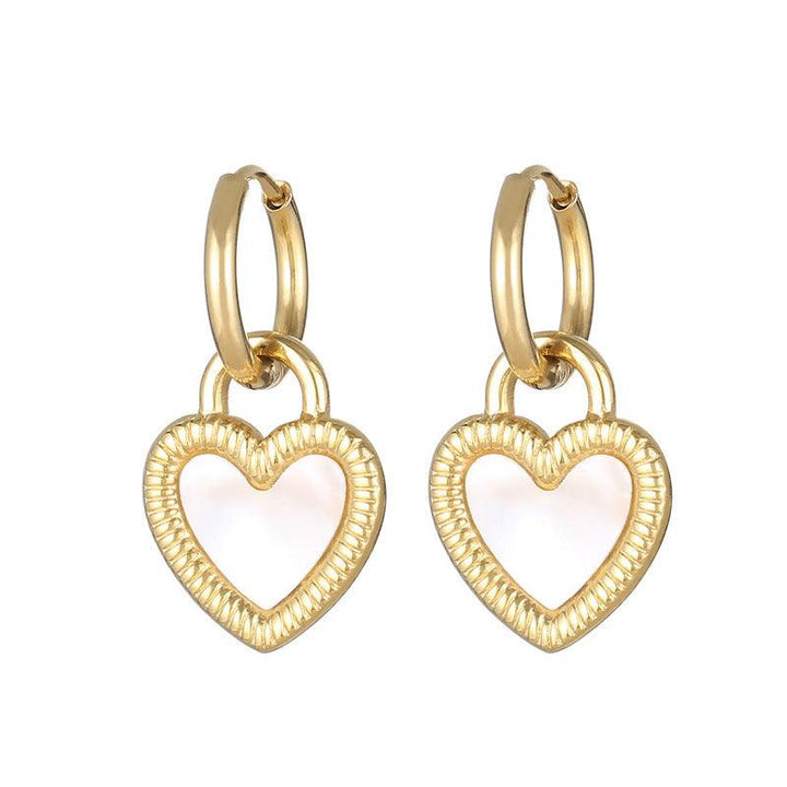 Stainless Steel Shell Heart Drop Earrings for Women - kalen