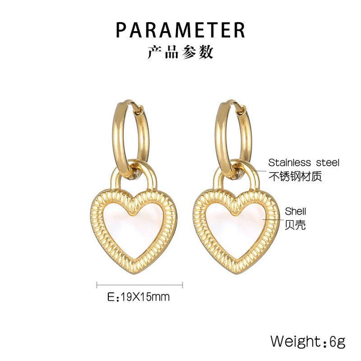 Stainless Steel Shell Heart Drop Earrings for Women - kalen