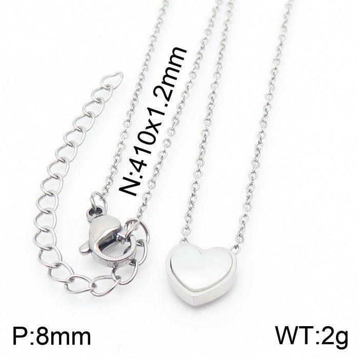 Stainless Steel Shell Heart Stud Earrings Heart Charm Pendant Necklace Bracelet Set - kalen