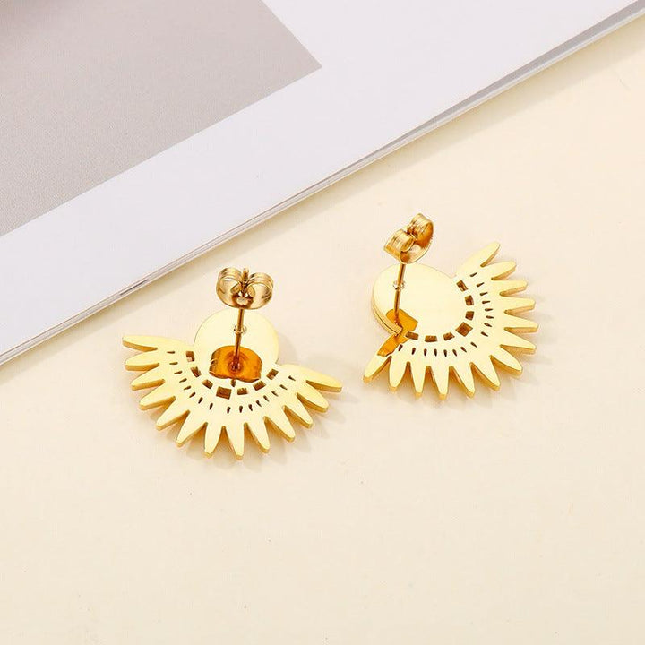 Stainless Steel Shell Sunn Flower Stub Earrings - kalen