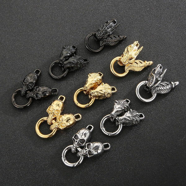 Stainless Steel Skull Clasps Supplies For Jewelry Necklace Bracelets Hand Made Dragon Connected Clasps DIY Jewelry Making.