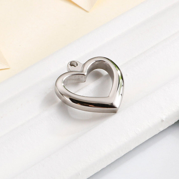 Stainless Steel Small Heart Necklace Connectors Charms DIY Jewelry Findings Bangle Connector Accessory Holes DIY Charm.