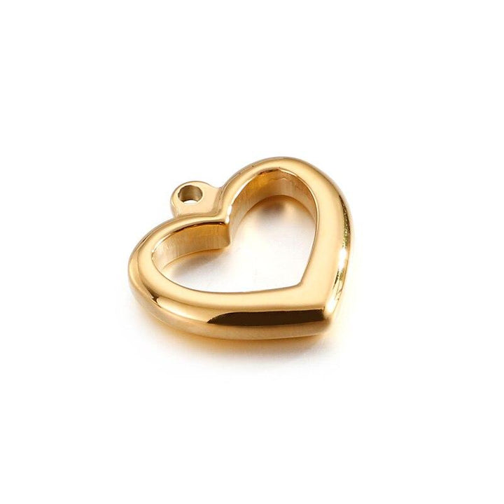 Stainless Steel Small Heart Necklace Connectors Charms DIY Jewelry Findings Bangle Connector Accessory Holes DIY Charm.
