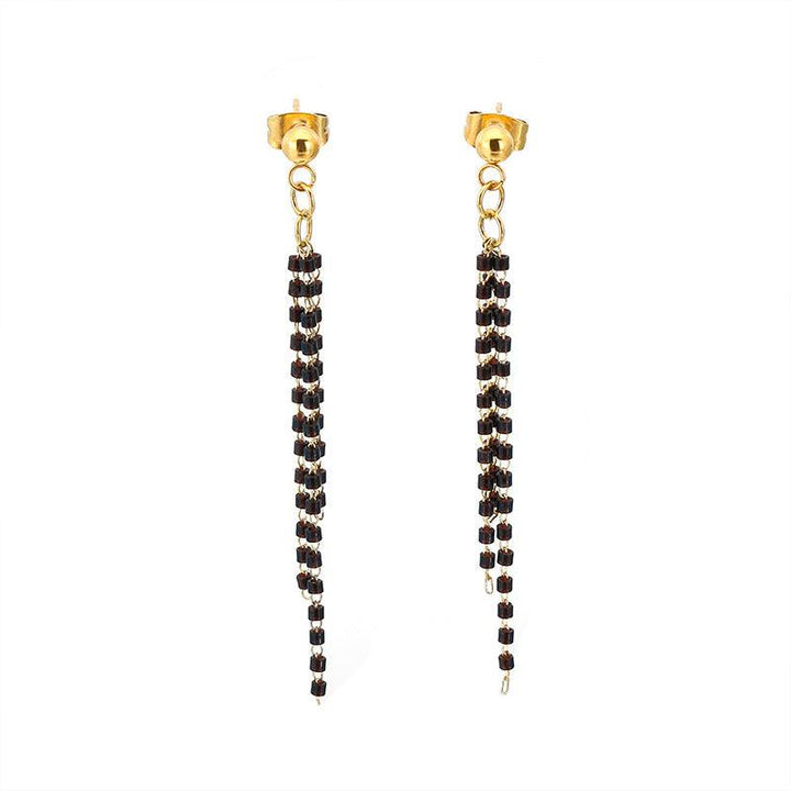 Stainless Steel Tassel Drop Earrings - kalen