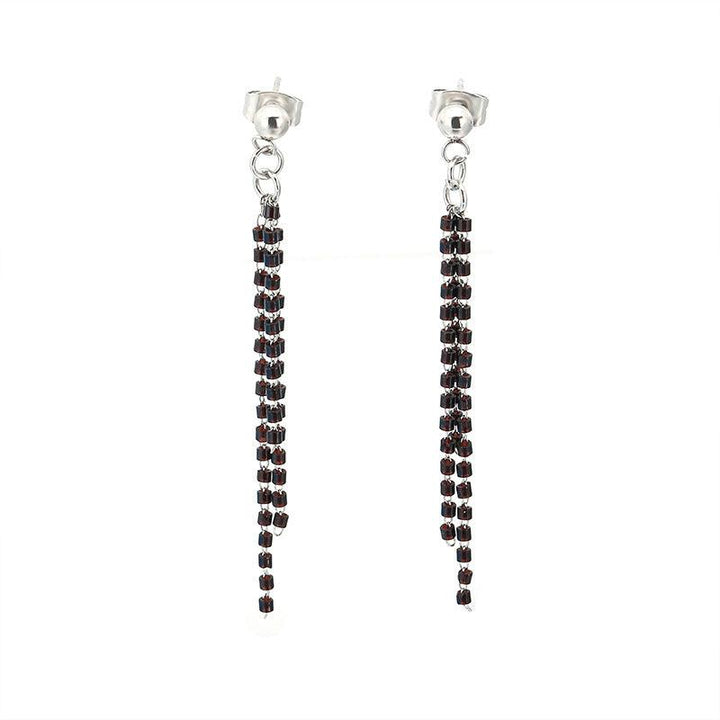 Stainless Steel Tassel Drop Earrings - kalen