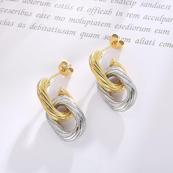 Stainless Steel Twist CHain Drop Earrings - kalen