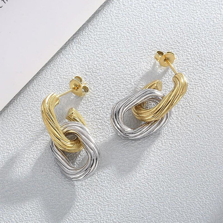 Stainless Steel Twist CHain Drop Earrings - kalen