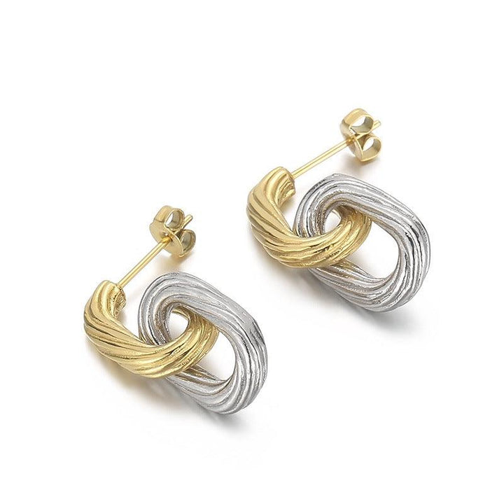 Stainless Steel Twist CHain Drop Earrings - kalen