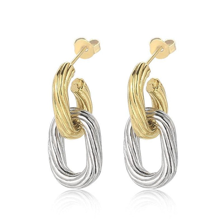 Stainless Steel Twist CHain Drop Earrings - kalen