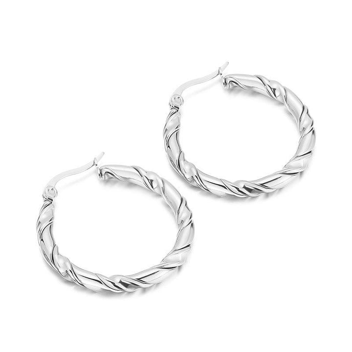 Stainless Steel Twist Circle Hoop Earrings - kalen