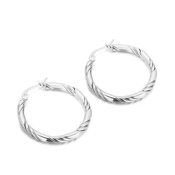 Stainless Steel Twist Circle Hoop Earrings - kalen