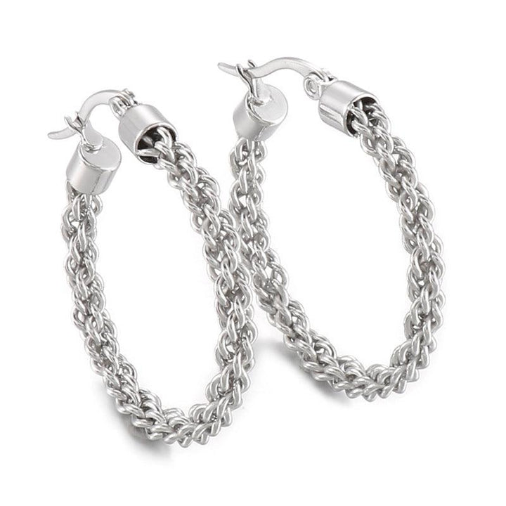 Stainless Steel Twist Circle Hoop Earrings - kalen