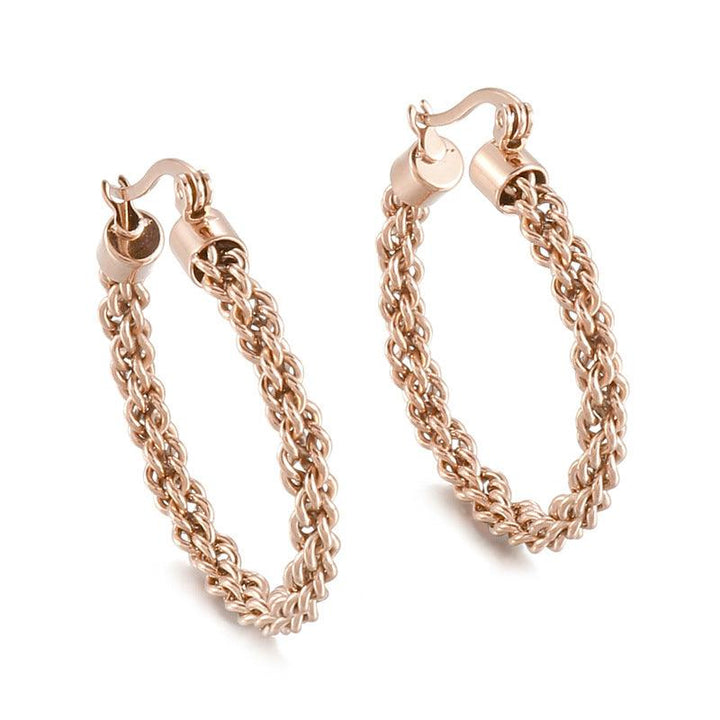 Stainless Steel Twist Circle Hoop Earrings - kalen