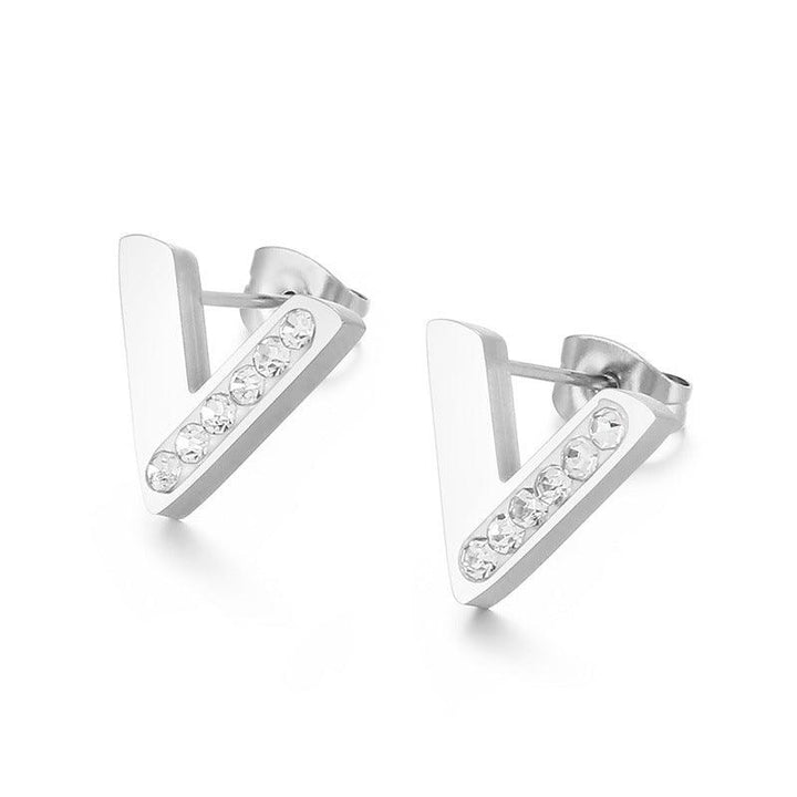 Stainless Steel V-Shaped Stub Earrings - kalen