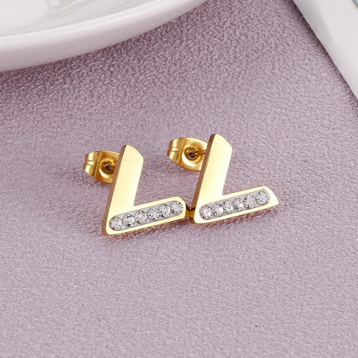 Stainless Steel V-Shaped Stub Earrings - kalen