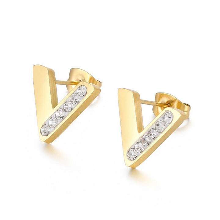 Stainless Steel V-Shaped Stub Earrings - kalen