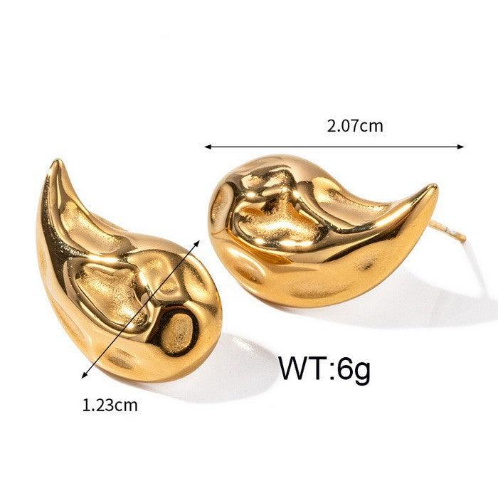 Stainless Steel Waterdrop Hollow Chunky Hammer Enamel Stud Earrings For Women - kalen