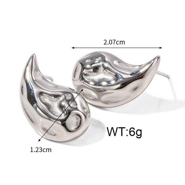 Stainless Steel Waterdrop Hollow Chunky Hammer Enamel Stud Earrings For Women - kalen