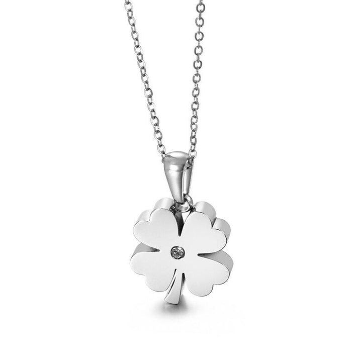 KALEN Fashion 3 Colors Stainless Steel Zircon Chain Necklaces For Women Luckly Four-Leaf Clover Mujer Collares Wedding Jewelry.