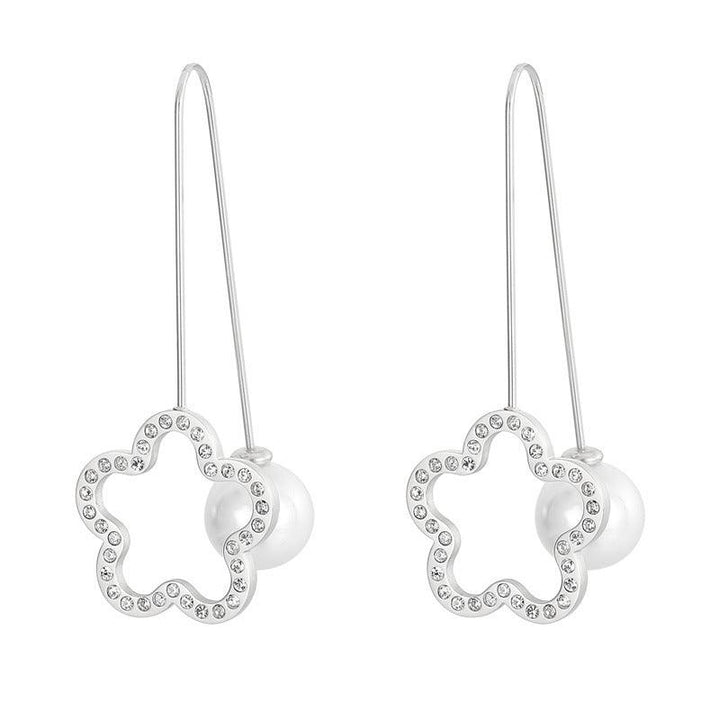 Stainless Steel Zircon Geometry Start Drop Earrings - kalen