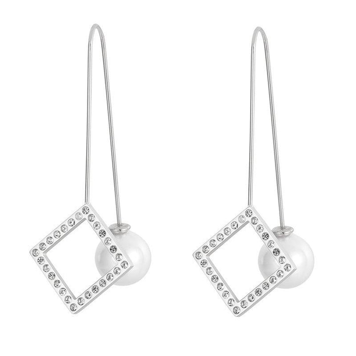 Stainless Steel Zircon Geometry Start Drop Earrings - kalen