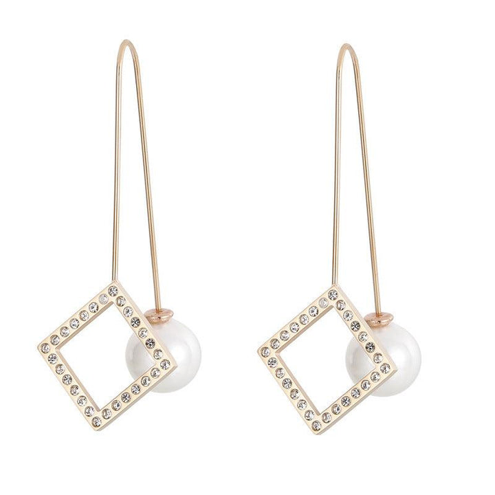 Stainless Steel Zircon Geometry Start Drop Earrings - kalen