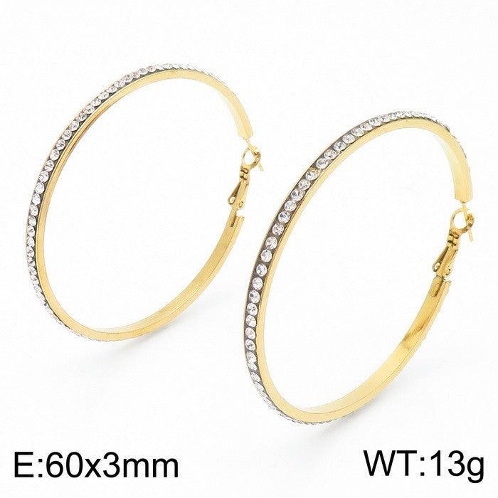 Stainless Steel Zircon Hoop Earrings - kalen