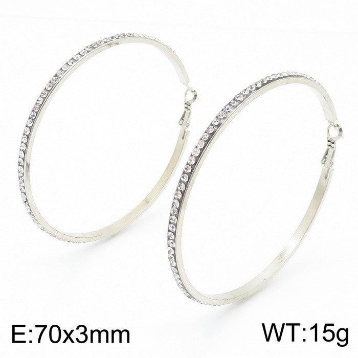 Stainless Steel Zircon Hoop Earrings - kalen