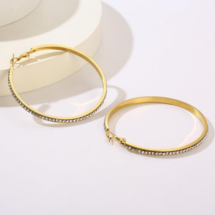 Stainless Steel Zircon Hoop Earrings - kalen