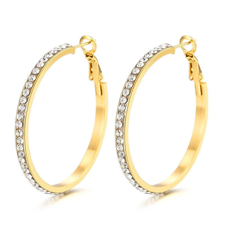 Stainless Steel Zircon Hoop Earrings - kalen