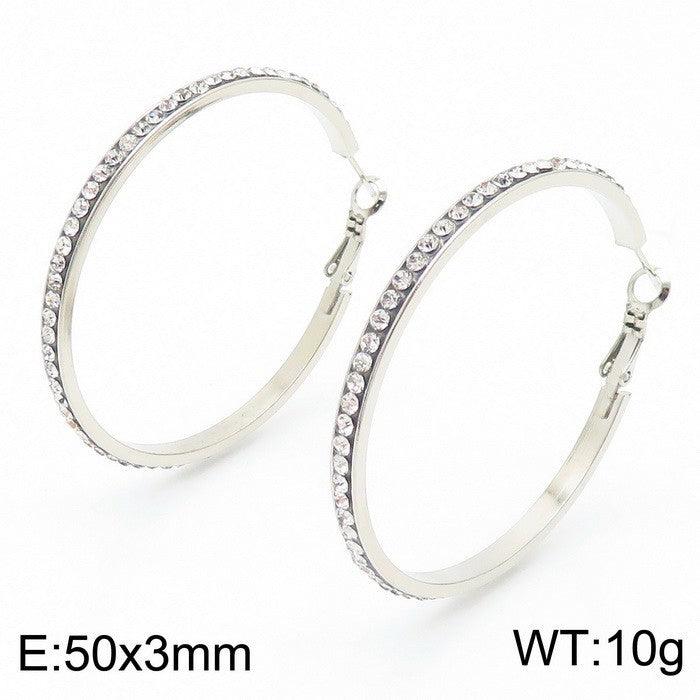 Stainless Steel Zircon Hoop Earrings - kalen