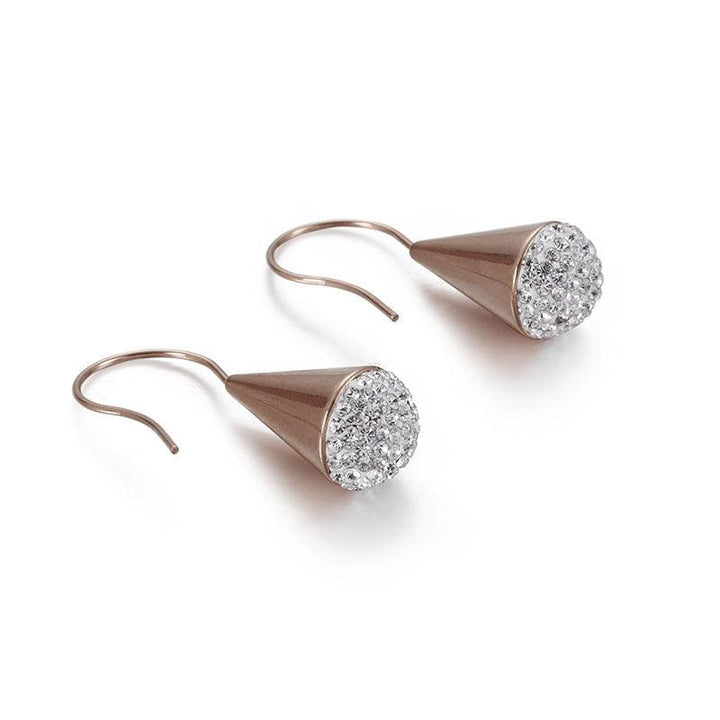 Stainless Steel Zircon Microphone Drop Earrings - kalen