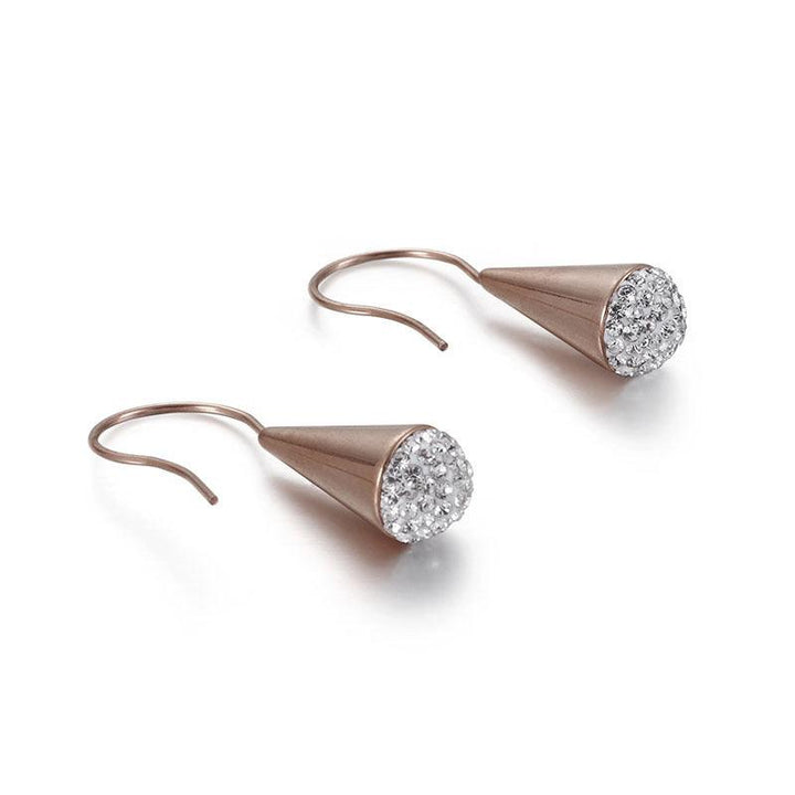 Stainless Steel Zircon Microphone Drop Earrings - kalen