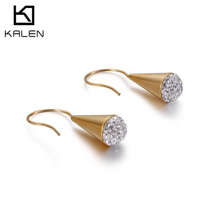 Stainless Steel Zircon Microphone Drop Earrings - kalen