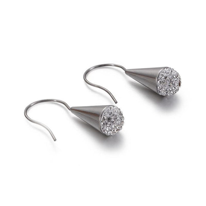 Stainless Steel Zircon Microphone Drop Earrings - kalen