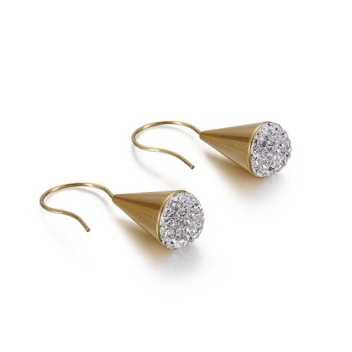 Stainless Steel Zircon Microphone Drop Earrings - kalen