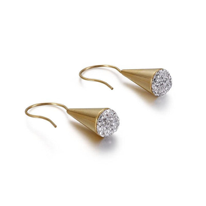 Stainless Steel Zircon Microphone Drop Earrings - kalen