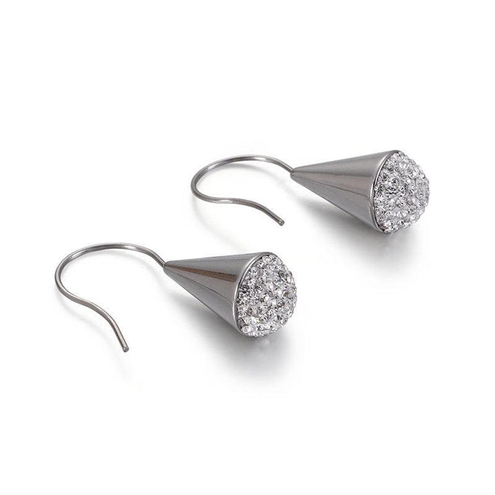 Stainless Steel Zircon Microphone Drop Earrings - kalen