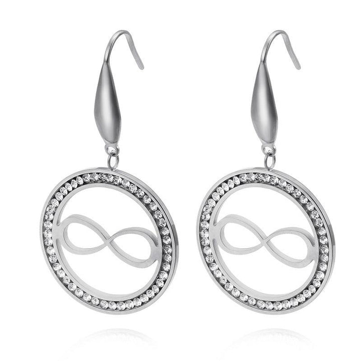 Stainless Steel Zircon Round infinite Drop Earrings - kalen