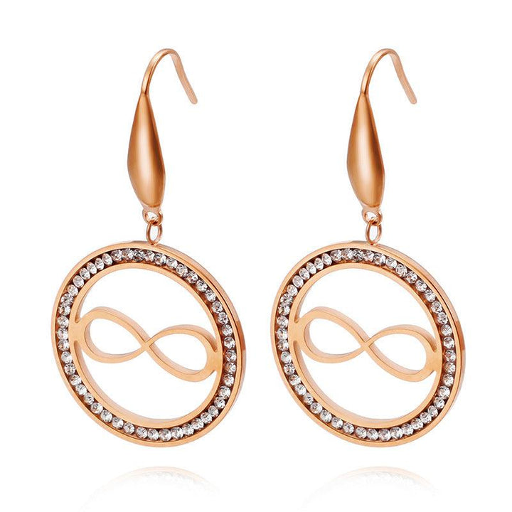 Stainless Steel Zircon Round infinite Drop Earrings - kalen