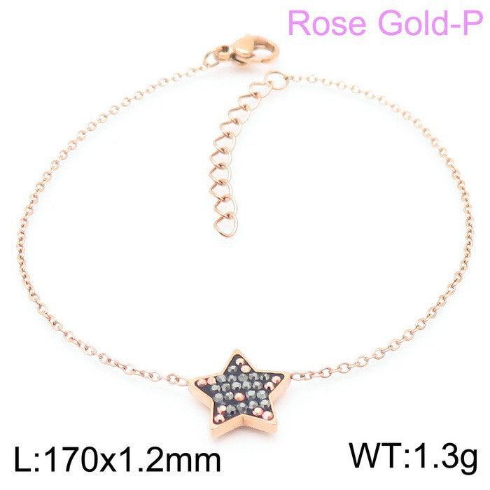 Stainless Steel Zircon Star Stud Earrings Pendant Necklace Bracelet For Women - kalen